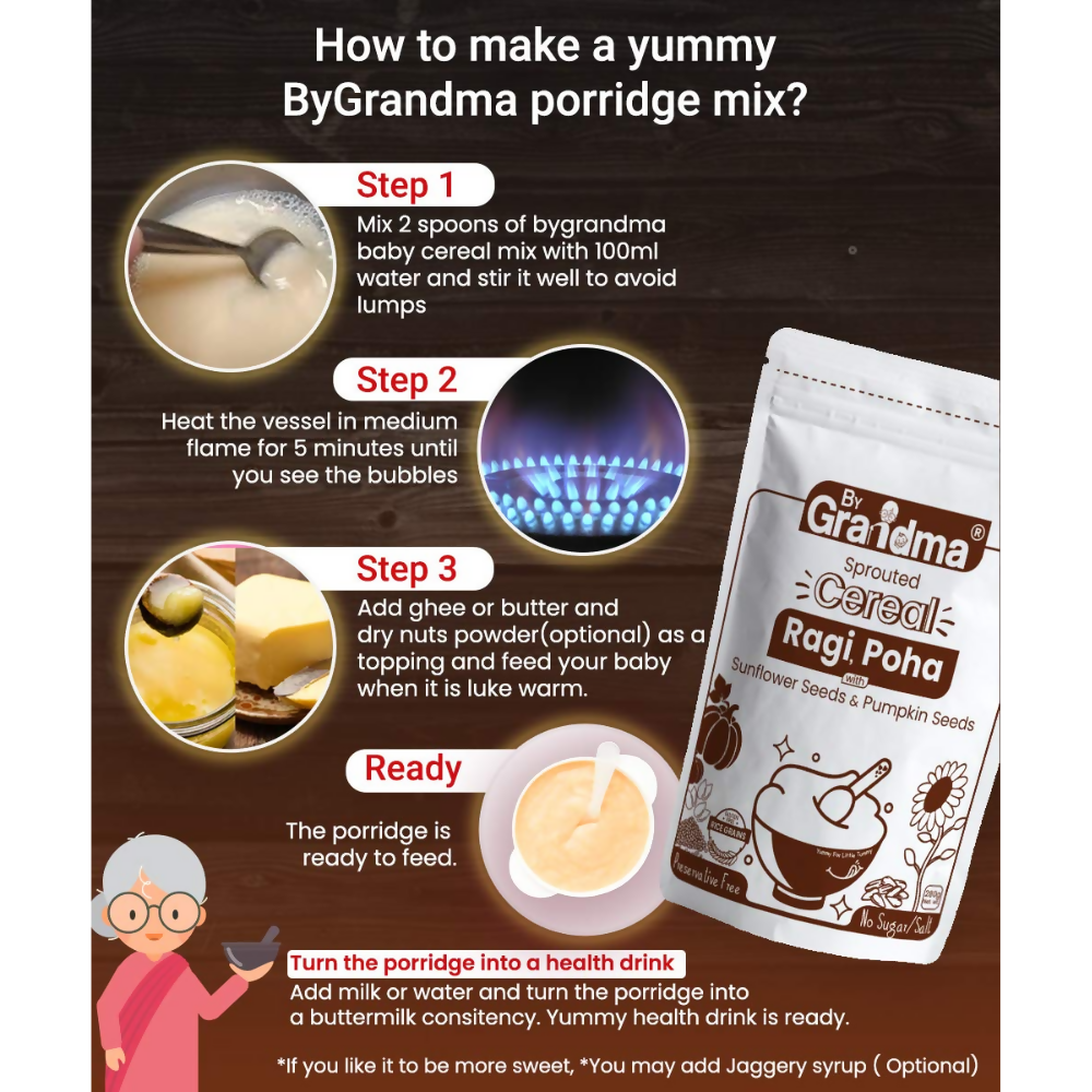By Grandma Sprouted Cereal - Sprouted Ragi, Poha Rice, Sunflower seeds, Pumpkin Seeds - Distacart