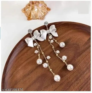 Tehzeeb Creations Women's White Pearl And Stone Earrings - Distacart