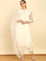 Thumbnail for Soch Floral Embroidered Sequinned Mandarin Collar Straight Kurta With Trousers & Dupatta - Distacart