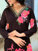Thumbnail for Kalini Floral Printed V-Neck Regular Gotta Patti Kurta ,Trousers & Dupatta - Distacart