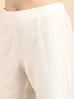 Thumbnail for Anouk Women White Solid V-Neck Straight Kurta with Trousers - Distacart