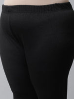 Thumbnail for TAG 7 Women Plus size Black Solid Ankle-length Leggings - Distacart