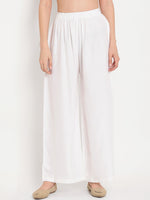 Thumbnail for TAG 7 Women White Solid Straight Palazzos