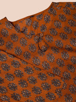 Thumbnail for Ode by House of Pataudi Ethnic Motifs Printed Pure Cotton Kurta with Trousers & Dupatta - Distacart