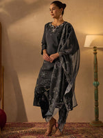 Thumbnail for Anouk Women Ethnic Motifs Embroidered Beads and Stones Kurta Trousers With Dupatta