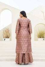 Thumbnail for Joban Fashion Peach Jacquard Embroidered Sharara Set - Distacart