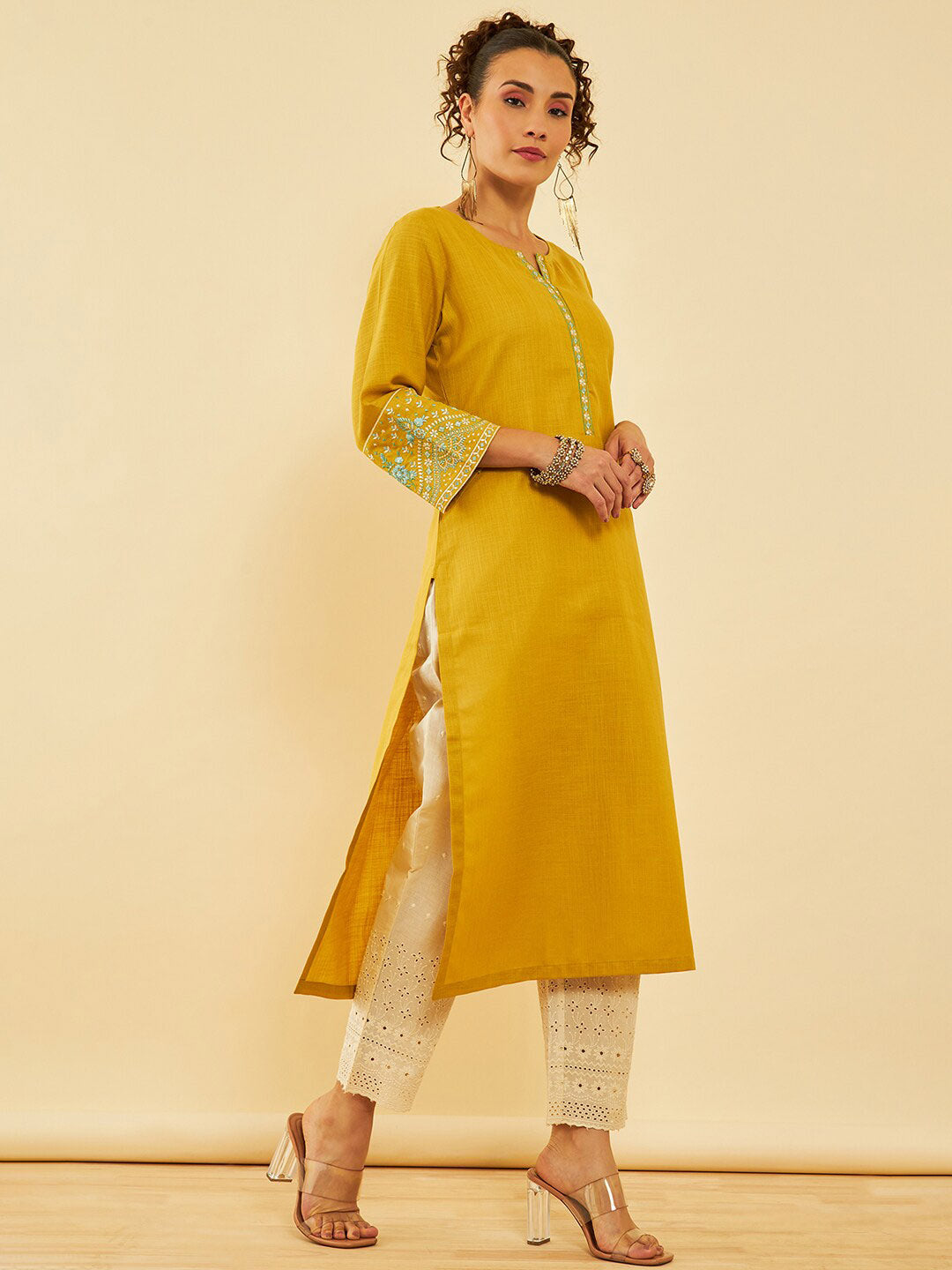 Soch Floral Embroidered Regular Thread Work Kurta with Trousers - Distacart