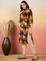 Thumbnail for Anouk Floral Printed Mandarin Collar Straight Kurta