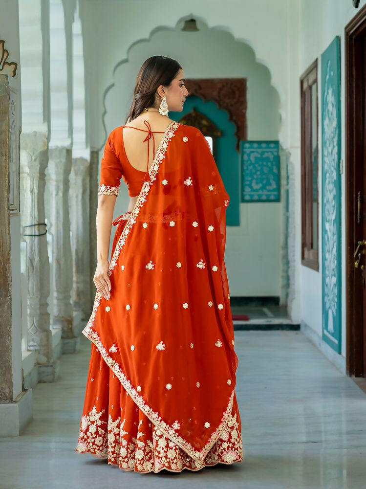 Lehenga Mart Rust Designer Wedding Wear Lehenga Choli - Dista