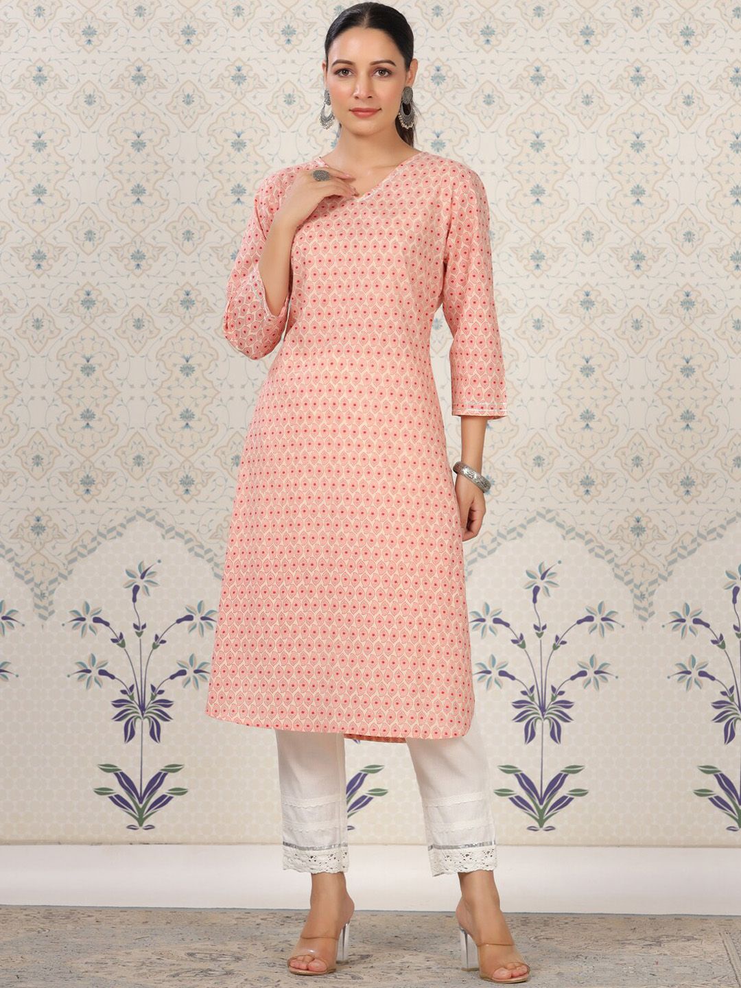 Ode by House of Pataudi Floral Printed Straight Pure Cotton Kurta - Distacart