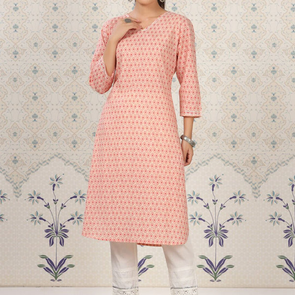 Ode by House of Pataudi Floral Printed Straight Pure Cotton Kurta - Distacart
