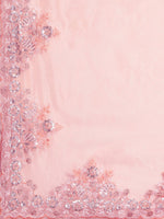 Thumbnail for Anouk Pink Sequinned Organza Saree With Embroidered Border - Distacart