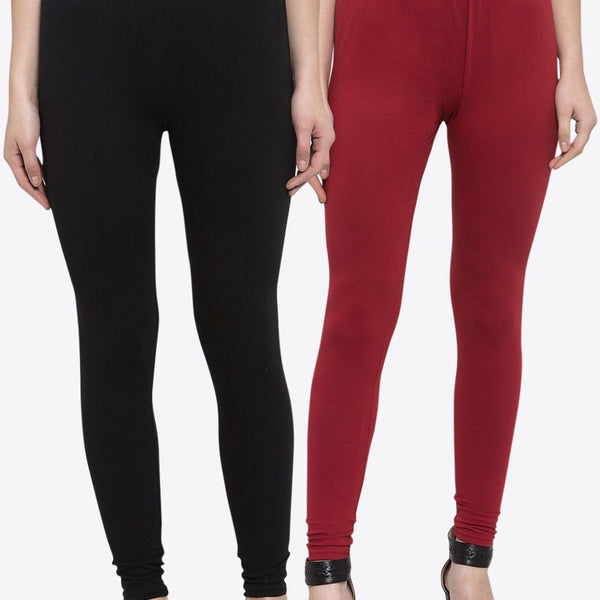 TAG 7 Women Pack Of 2 Solid Churidar-Length Leggings - Distacart