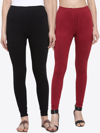 TAG 7 Women Pack Of 2 Solid Churidar-Length Leggings - Distacart