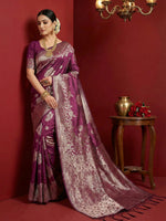 Thumbnail for Shree Shyam Fashion Purple Silk Blend Saree - Distacart
