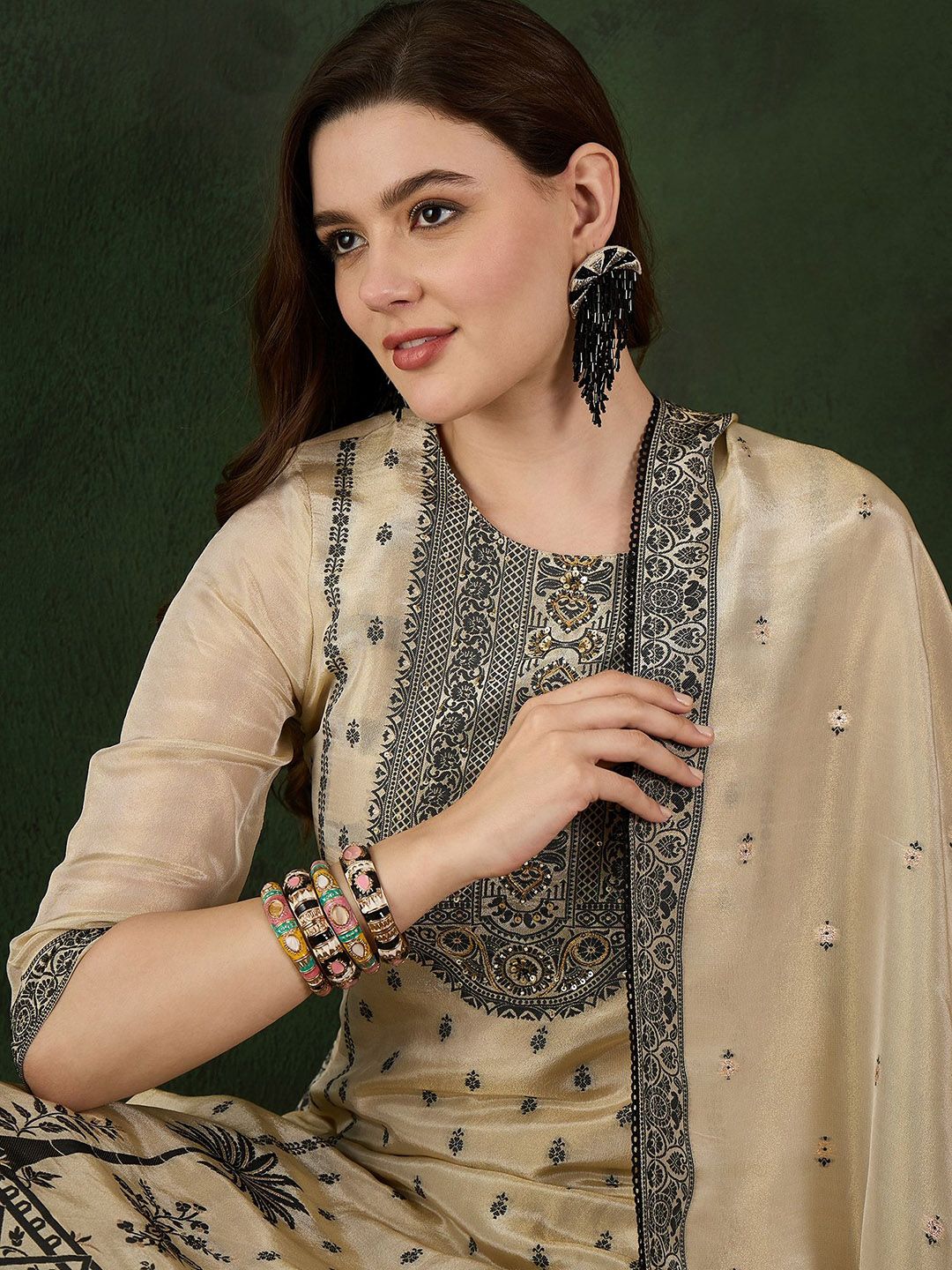 Sangria Embroidered Kurta & Trouser With Dupatta - Distacart