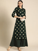Thumbnail for All About You Women Green & Gold-toned Ethnic Motifs Printed Kurta with Palazzos - Distacart