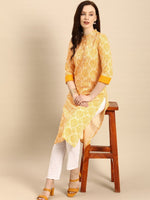 Thumbnail for All About You Women Gold-Toned & White Printed Kurta - Distacart