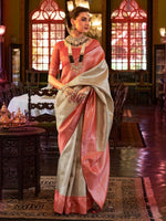 Thumbnail for Anouk Ethnic Motifs Woven Design Zari Silk Blend Kanjeevaram Saree - Distacart