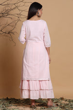 Thumbnail for Juniper Pink Cotton Embroidered Layered Maxi Dress With Dori Tassels - Distacart