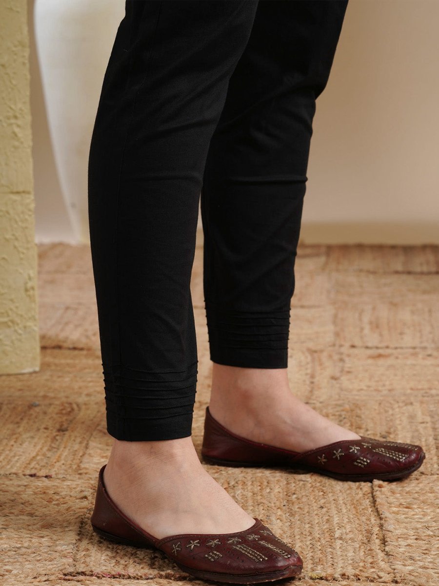 ADA Women Black Embroidered Regular Chikankari Kurta with Trousers - Distacart