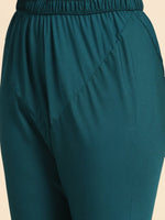 Thumbnail for Anouk Women Teal Blue Embroidered Floral Yoke Design Layered Kurta with Churidar & Dupatta - Distacart