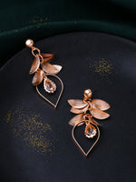 Thumbnail for NVR Women Rose Gold Leaf Shaped Drop Earrings - Distacart
