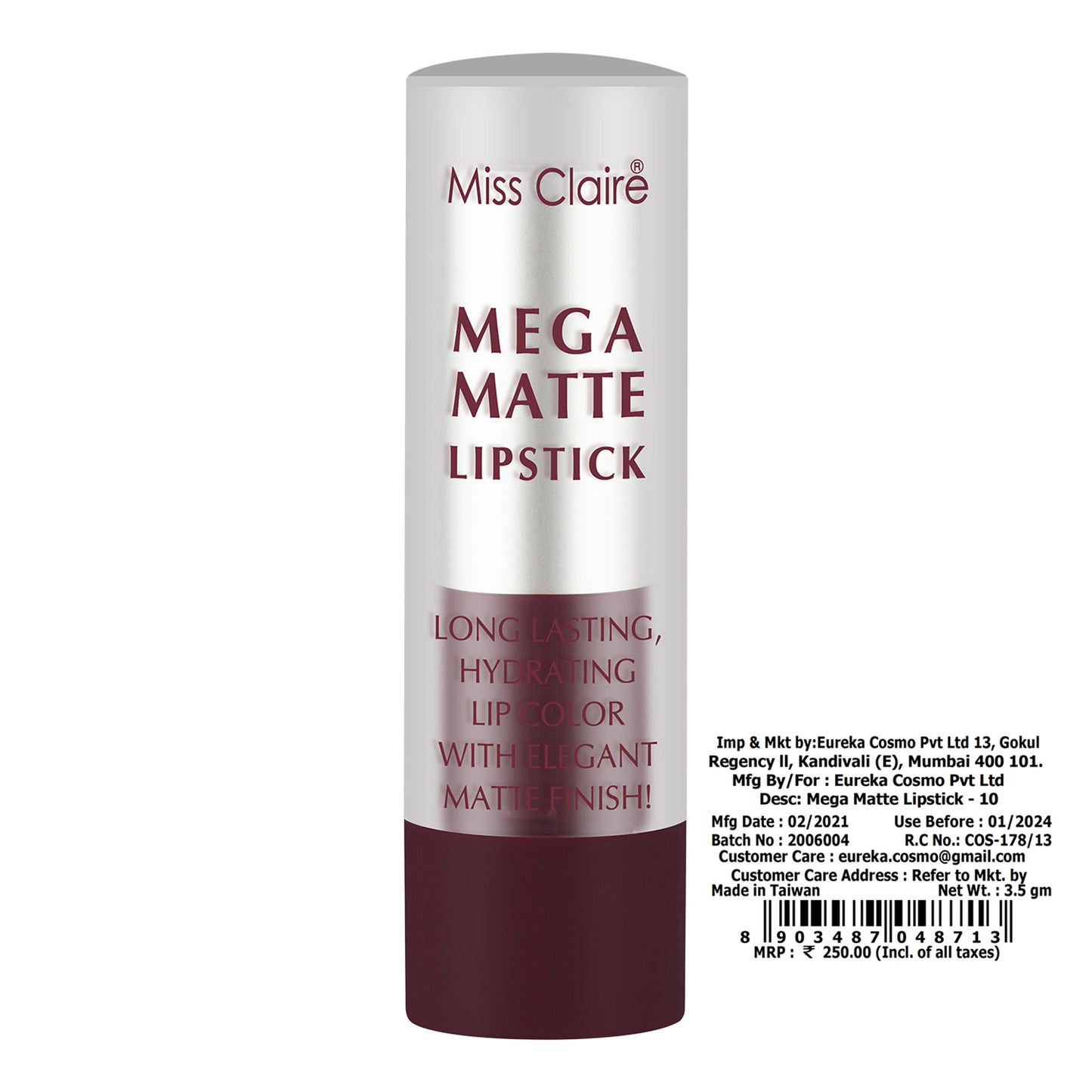 Miss Claire Mega Matte Lipstick - 10 - Distacart
