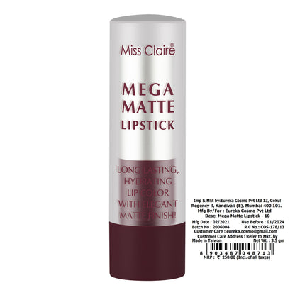 Miss Claire Mega Matte Lipstick - 10 - Distacart