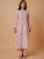 Thumbnail for HOUSE OF KARI Floral Embroidered Silk Chikankari Kurta - Distacart
