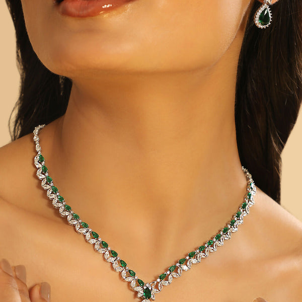 Nuyug Celestial Emerald Cubic ZIrcon Necklace Set - Distacart