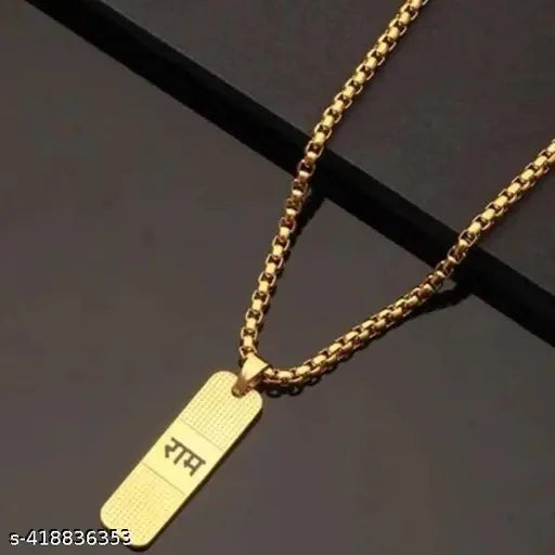 Tehzeeb Creations Brass Bhagwan Ram Name Pendant In Golden Colour - Distacart