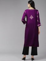 Thumbnail for ADA Women Ethnic Motifs Embroidered Flared Sleeves Mirror Work Kurta - Distacart
