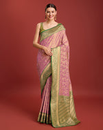 Thumbnail for Monjolika Fashion Glamour And Tradition With This Rose Pink Color Zari Woven Banarasi Tissue Silk Saree - Distacart