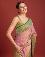 Thumbnail for Monjolika Fashion Glamour And Tradition With This Rose Pink Color Zari Woven Banarasi Tissue Silk Saree - Distacart