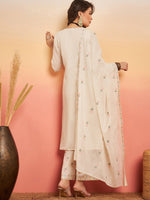 Thumbnail for Sangria Floral Embroidered Pure Cotton Straight Kurta Set - Distacart