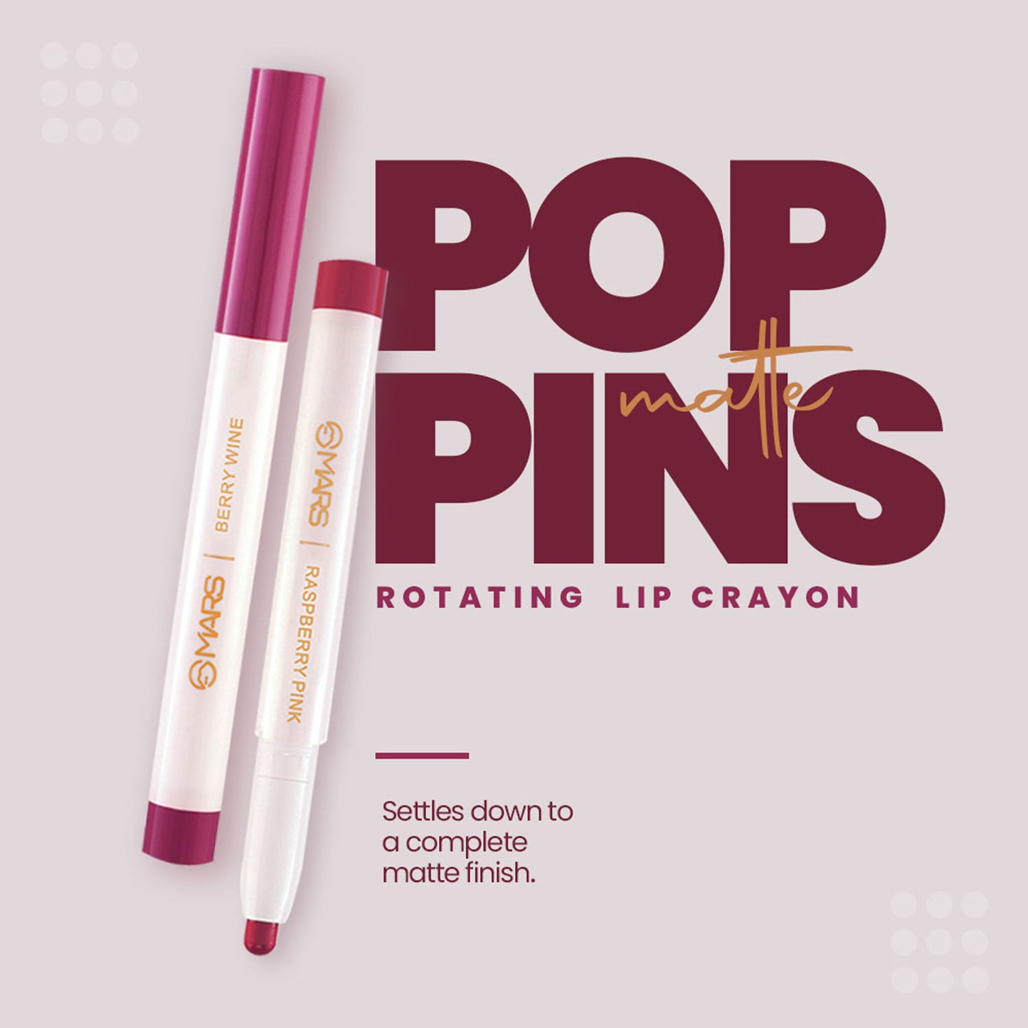 MARS Cosmetics Retractable Poppins Lipstick - Berry Wine - Distacart