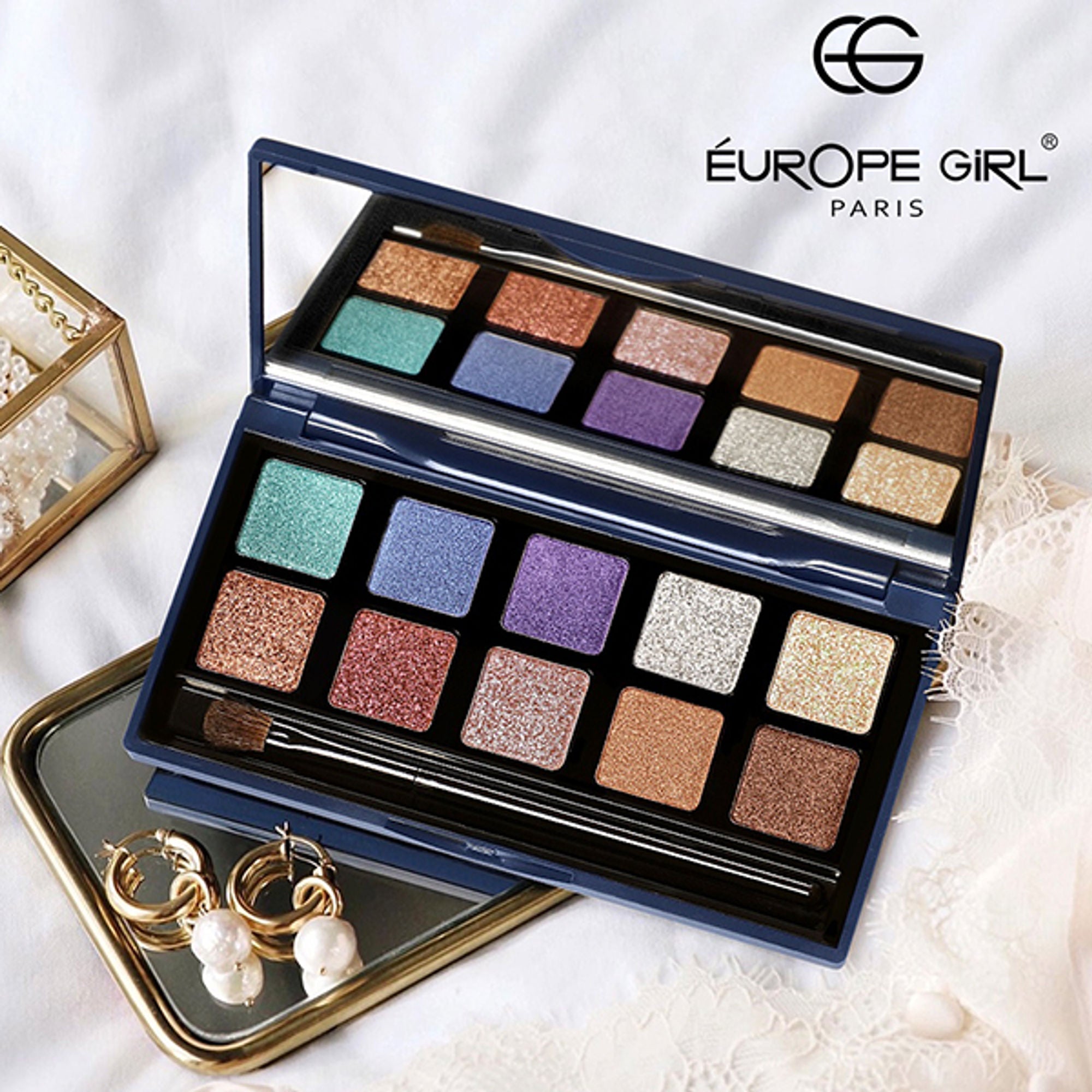 Europe Girl 10 Colour Eyeshadow Secret Palette - Diamond Dust - Distacart