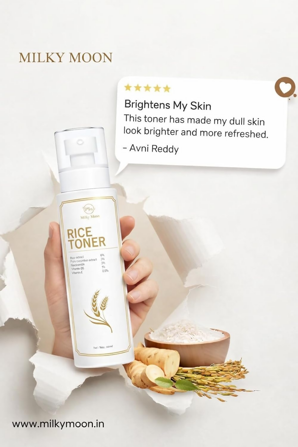 Milky Moon Rice Water Toner With Niacinamide & Cucumber - Dista