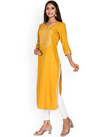 Thumbnail for Swasti Women Yellow Embellished Mirror Work Kurta