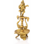 Thumbnail for CraftVatika Brass Ganesha Diya Oil Lamp Statue