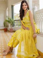 Thumbnail for Anouk Floral Printed Regular Aari Work Pure Cotton Straight Kurta With Trousers & Dupatta