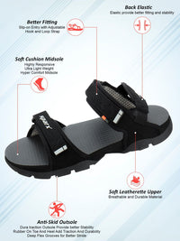 Thumbnail for Sparx Men Black Solid Sports Sandals