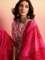 Thumbnail for Sangria Floral Printed Pure Cotton Kurti With Sharara & Dupatta