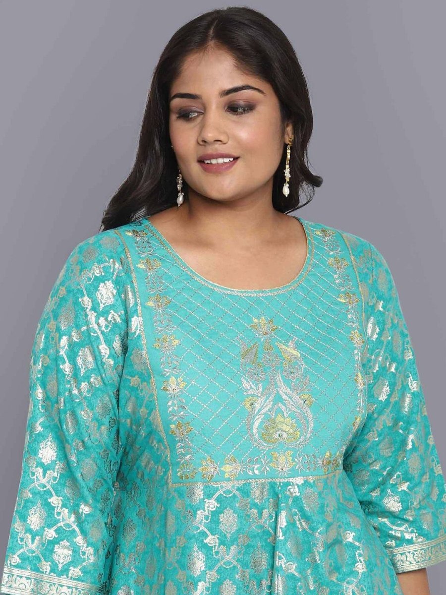 AURELIA Green Ethnic Motifs Midi Dress - Distacart