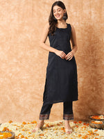 Thumbnail for Kalini Floral Embroidered Layered A-Line Kurta with Trousers & Jacket - Distacart