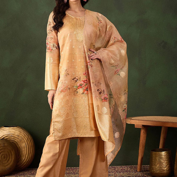 Sangria Printed Kurta & Palazzo With Dupatta - Distacart