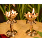 Thumbnail for CraftVatika Brass Lotus Shape Pillar Diya Oil Lamp Stand Showpiece