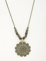 Thumbnail for NVR Women's Gold-Plated Floral Shape Pendant with Chain - Distacart