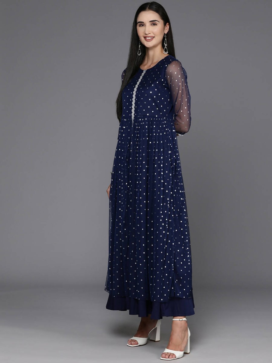 Ahalyaa Women's Traditional wear Ethnic Dress - Navy Blue - Distacart